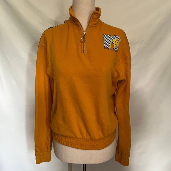MTV Y2K Mustard 1/4 Zip Womens Sweeatshirt  I Want My MTV Graphic Retro 90s - Picture 12 of 12